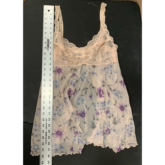 Vintage Victoria's‎ Secret Floral Lace Babydoll Top M/L Y2K Cottagecore Lingerie - Picture 10 of 12